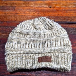 Knit Beanie, vanilla beige color